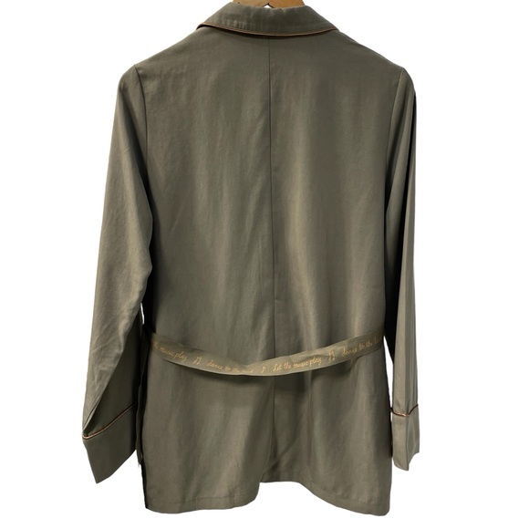 NWT Scotch & Soda Pyjama Loose Fit Belted Blazer Green Army Size Extra Small - Picture 2 of 11